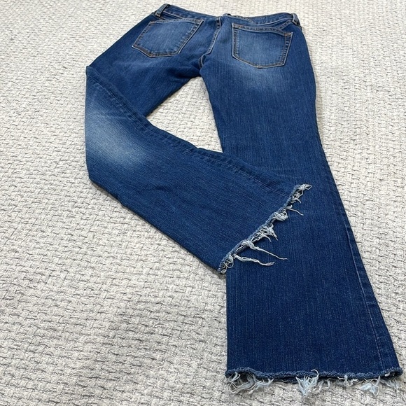Gap 1969 Sexy Boot Jeans Medium Wash Cropped Frayed Hem Size 26r - Picture 5 of 8